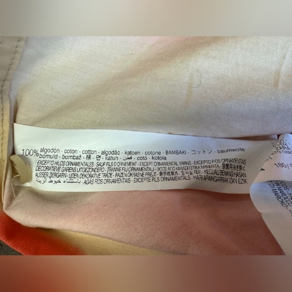 Zara NWOT Button Down Short Sleeve Orange/Creme Size Medium - Picture 6 of 6